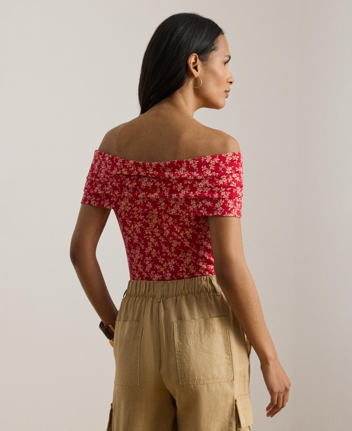 Lauren Ralph Women's Floral Print Off-The-Shoulder Top
