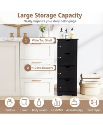 4-Drawer Freestanding Floor Storage Cabinet with Anti-Tip Safety Kit