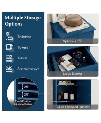 Wood Freestanding Floor Storage Cabinet with Drawer and Shelf