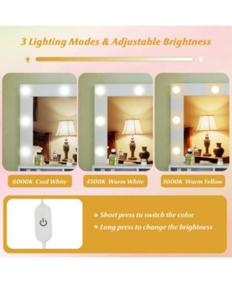 31.5" Vanity Desk with Lighted Mirror, 3 Lighting Modes, and Storage Shelves