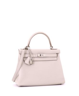 Kelly 28 Handbag Light Togo with Palladium Hardware