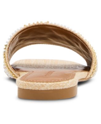 Women's Floral Beaded Slip-On Slide Sandals