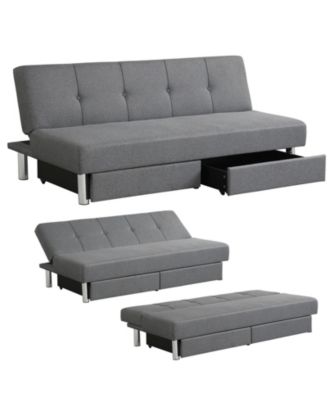 Convertible 3-Seat Sofa Bed with 2 Large Drawers and 3 Angles