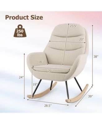 Nursery Glider Rocker Chair with Upholstered Seat and Backrest