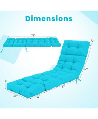 Outdoor Chaise Lounge Cushion with Ties for Poolside