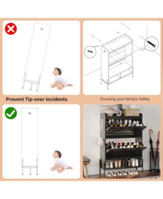 Shoe Cabinet with 2 Flip Drawers, Large Capacity Entryway Shoe Storage, Narrow Shoe Cabinet with Metal Legs