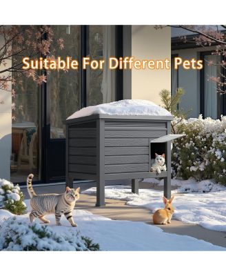 Indoor Outdoor Cat House Weatherproof Elevated Feet Warm for Multi-Pet