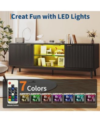 63" Modern TV Stand with Storage, Adjustable Shelf, Power Outlet & USB Ports – Entertainment Center for Living Room