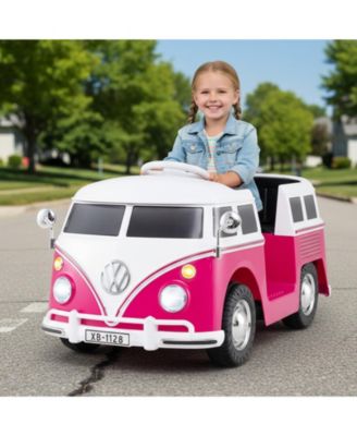 12V Ride On Car Licensed Volkswagen Ride-on Bus with Cup Holder and LED Headlights for 3+ Years