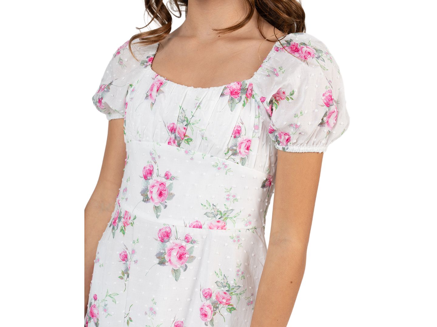 Платье Rare Editions Printed Square Neck Dress для девочек, цвет: Слоновая кость — фото 2
