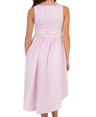 Girls' 7-16 Poplin High-Low Dress & Bag