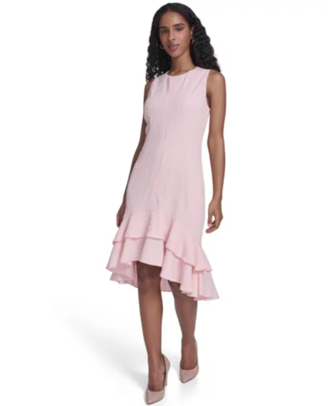 Petite Embossed Crewneck Midi Dress - Ballerina Pink