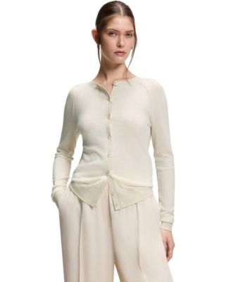 BOSS by Women's Extra-Fine Merino Wool Button-Up Cardigan Sweater