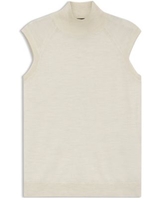 BOSS by Women's Merino Wool Sleeveless Mock Neck Top