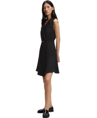 BOSS by Women's Soft Crepe Belted Wrap Dress
