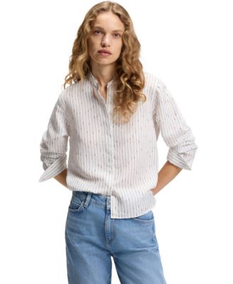BOSS by Women's Broken Stripe Regular-Fit Blouse