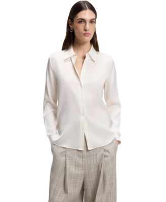 BOSS by Women's Stretch-Silk Satin Regular-Fit Blouse