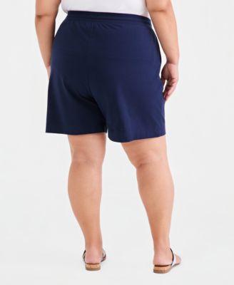 Plus Size Solid Knit Shorts