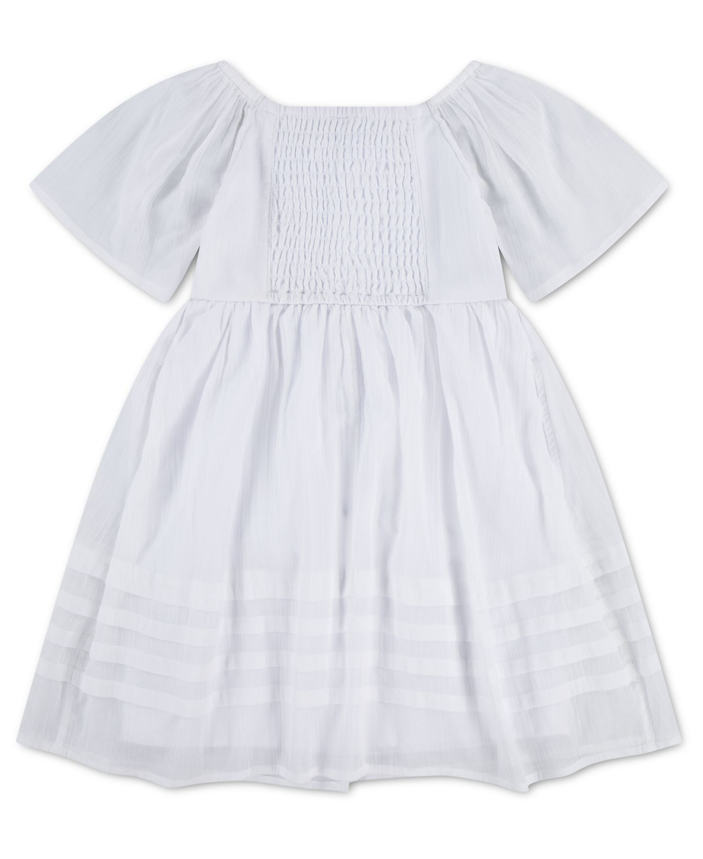 Платье abercrombie kids Pintuck Square Neck Mini Dress для девочек, цвет: Яркий белый — фото 2
