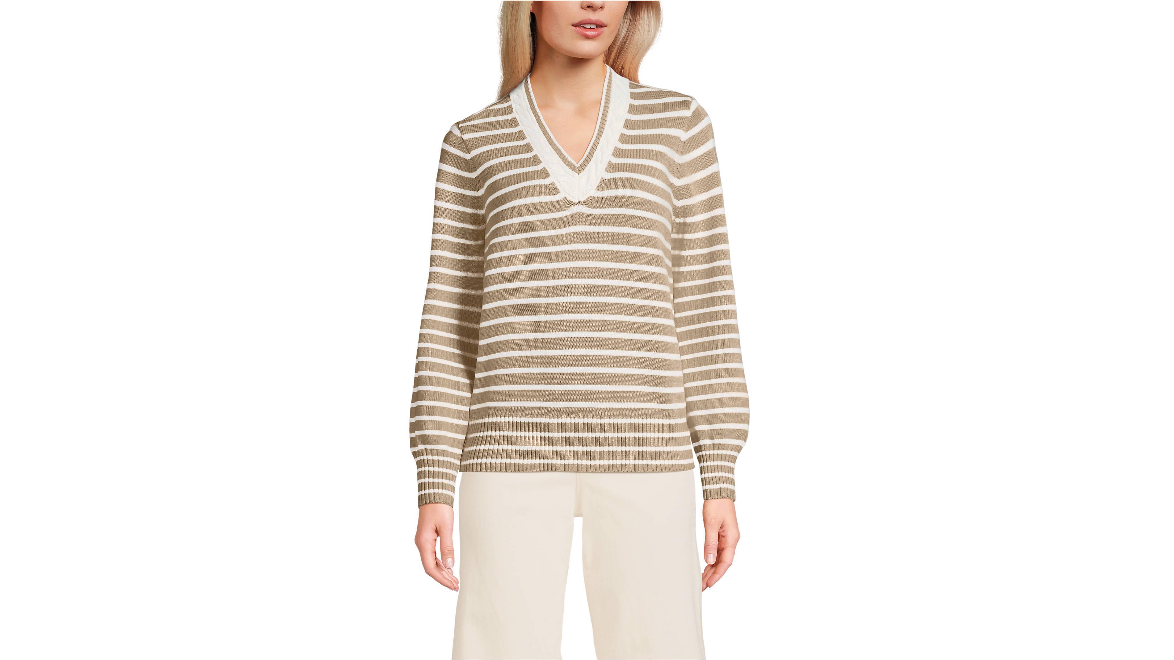 Lands' End Women's Drifter Set Sleeve Vneck Sweater