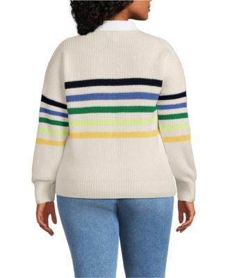 Plus Size Drifter Rugby with Woven Collar Sweater