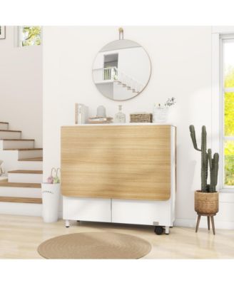 Folding Dining Table with Drawers and Cabinets