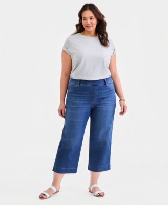 Plus Size Wide-Leg Cropped Jeans