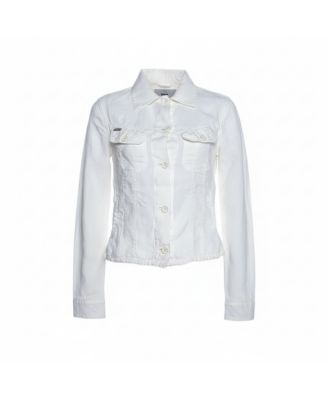 Women's Off White Linen Pocket Detail Button Front Shirt