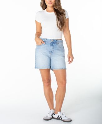 Juniors' High-Rise Denim Bermuda Shorts
