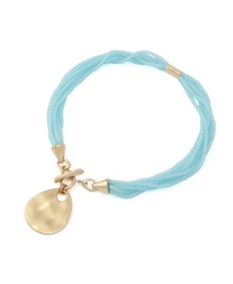 Faux Stone Disc Pendant Seed Bead Necklace