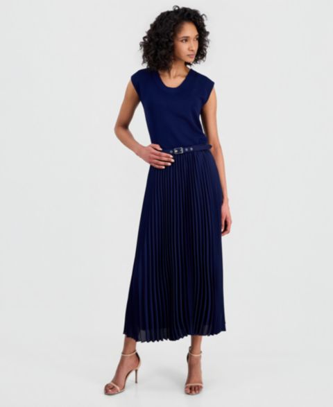 Женская юбка Anne Klein Belted Pull-On Pleated Midi, цвет: Distant Mountain