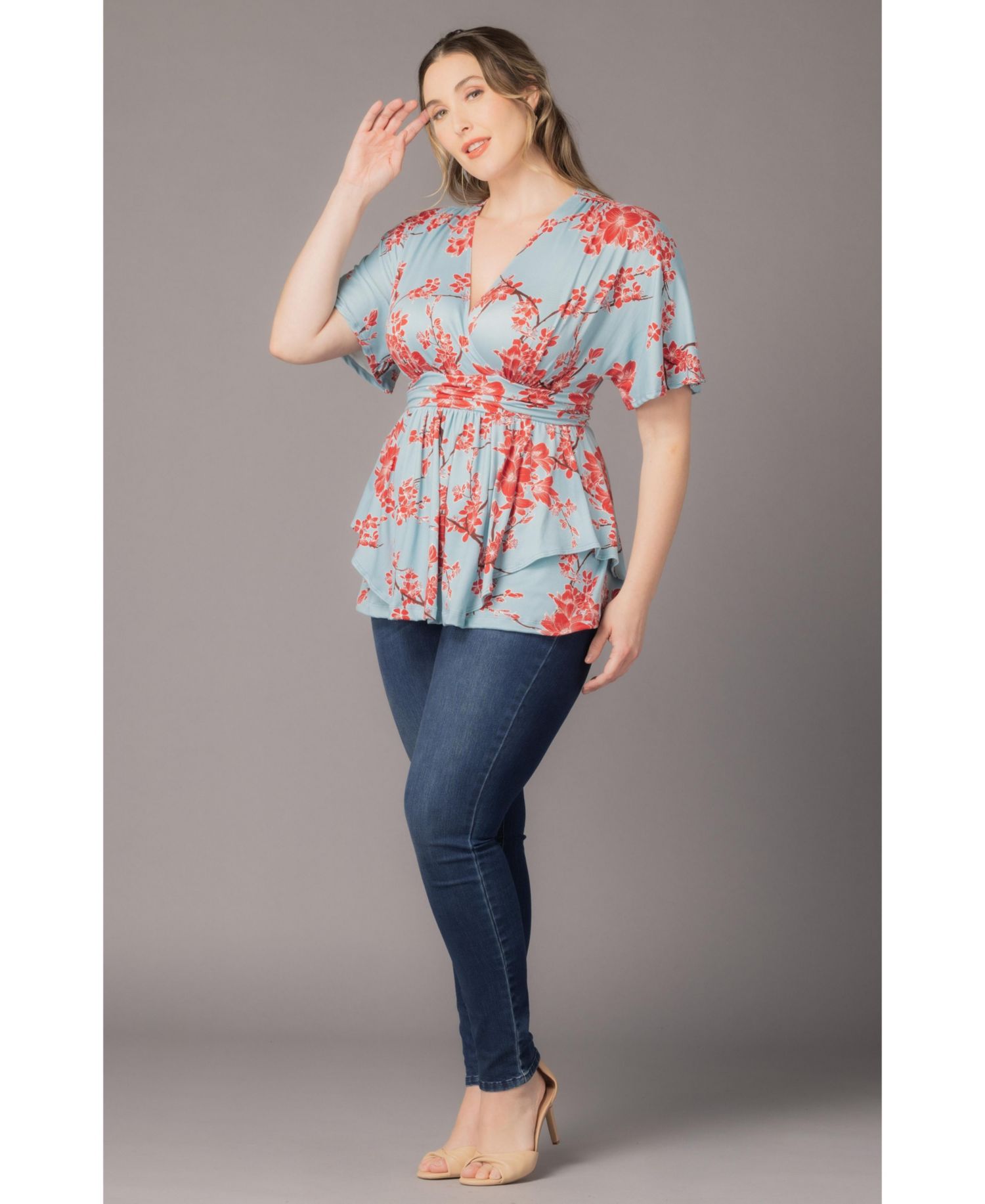 Plus Size Encore Short Sleeve Printed Top