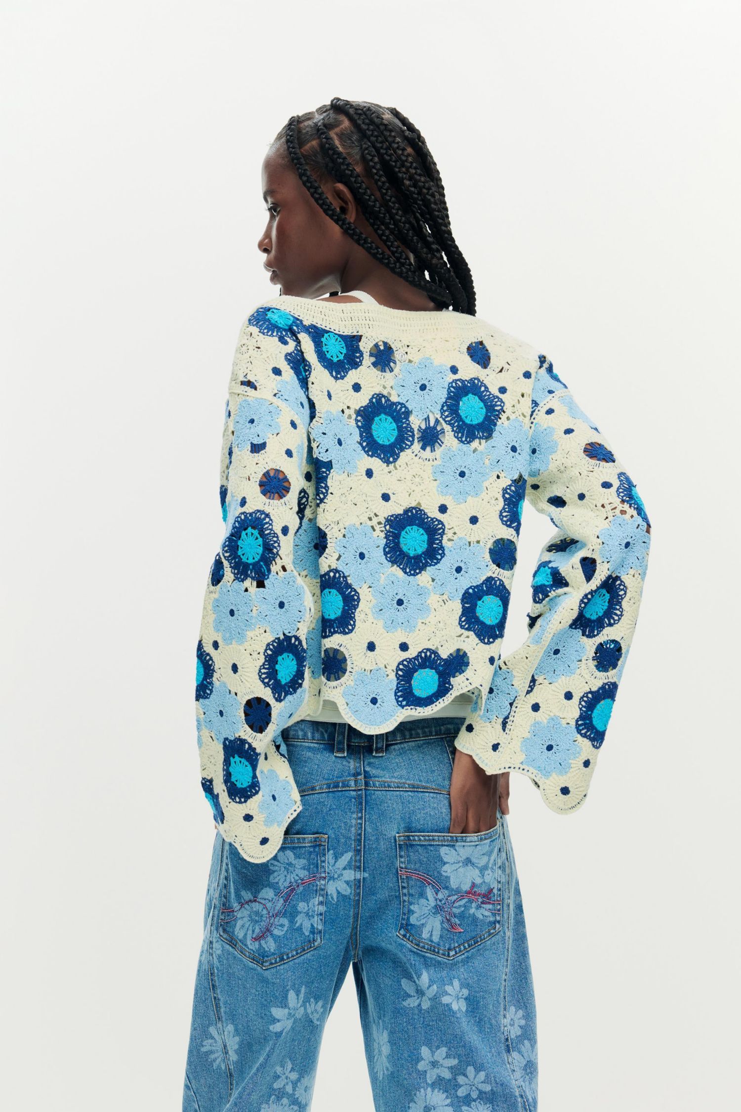 Women's Crochet with flowers sweater