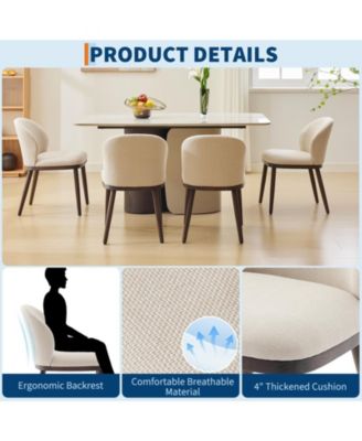 Set of 2 Upholstered Fabric Dining Accent Chairs, Comfortable Seat & Solid Wood Legs for Kitchen & Dining Room