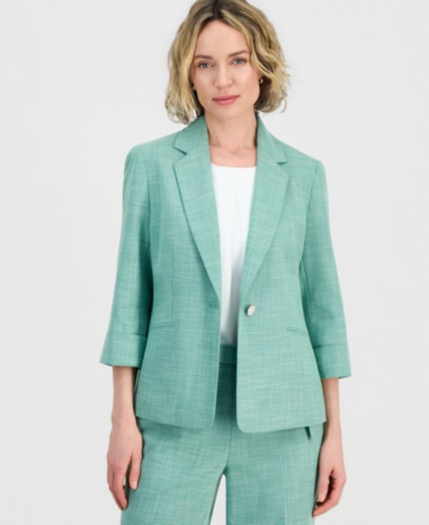 Женские Kasper Women's 3/4-Sleeve Notch-Lapel Blazer