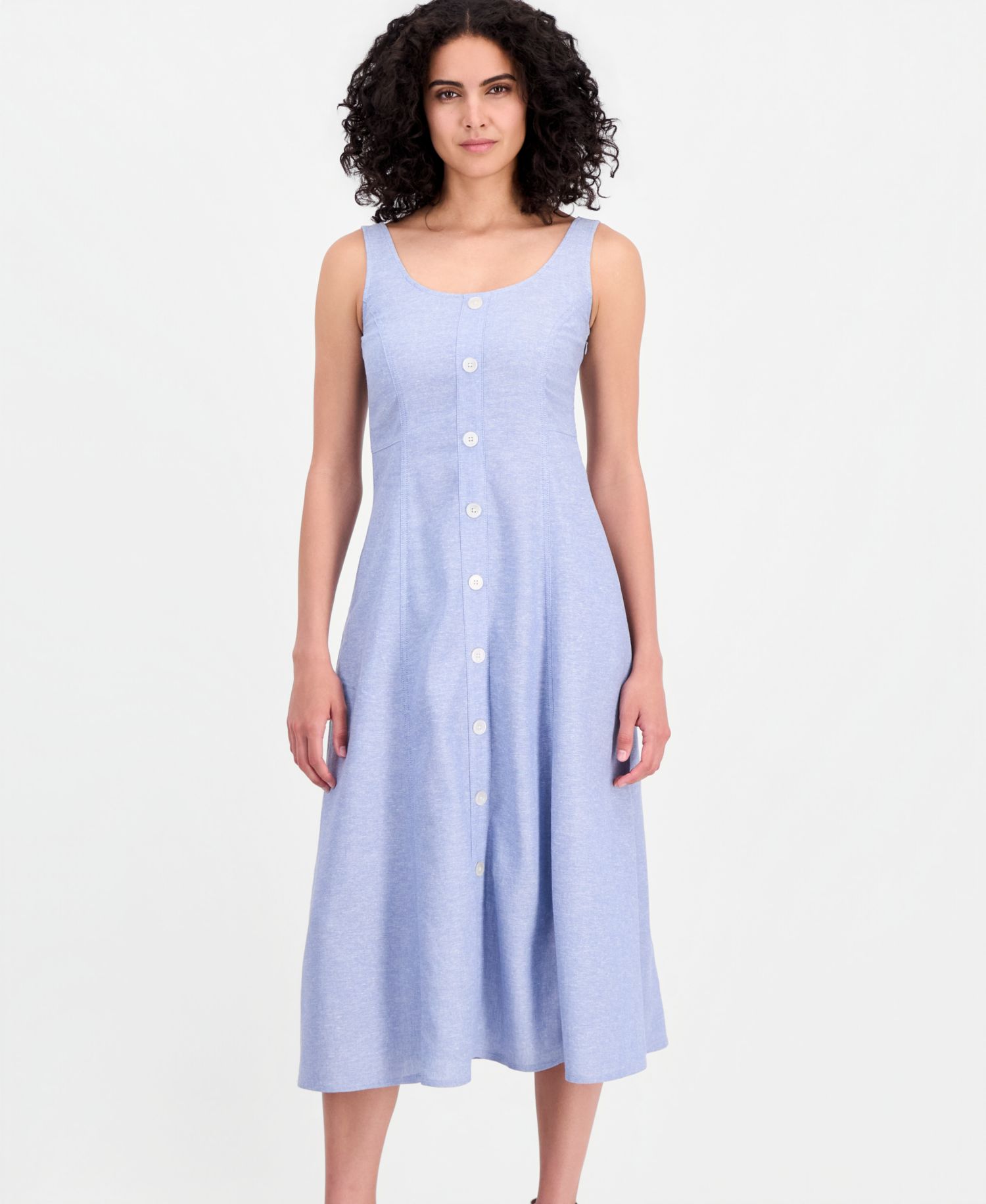 Petite Button Detail Sleeveless Tank Dress