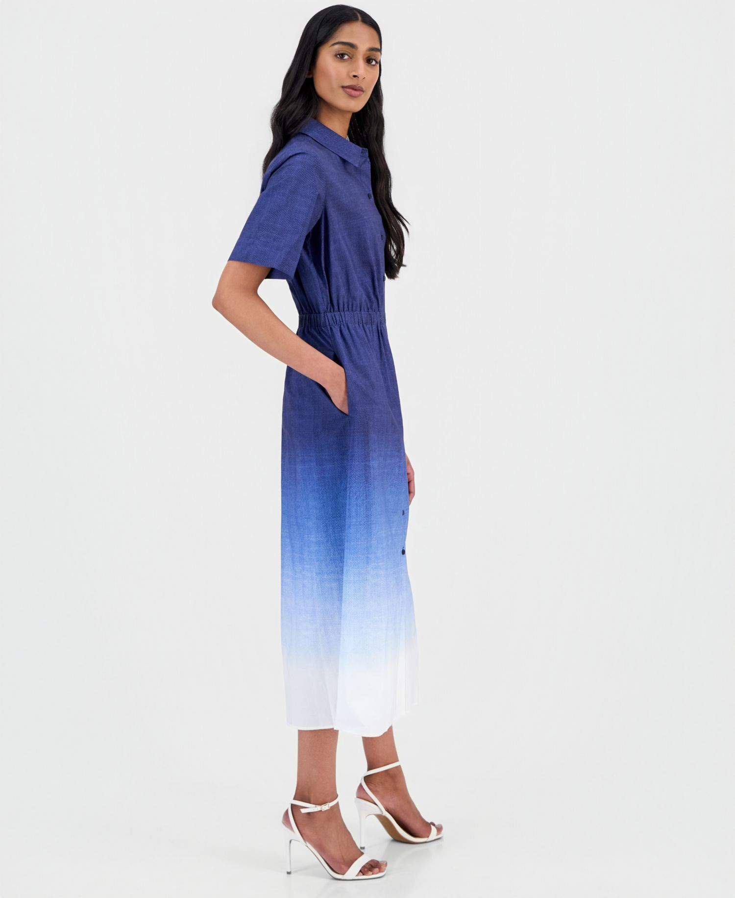 Women's Ombr&eacute; Cotton Midi Shirtdress