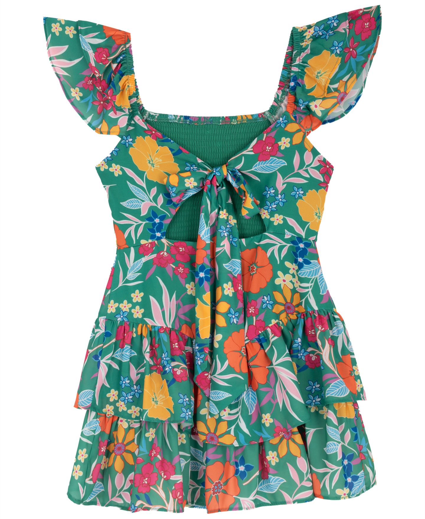 Комбинезон Rare Editions Printed Smocked Dressy Romper для девочек, цвет: Зелёный — фото 2