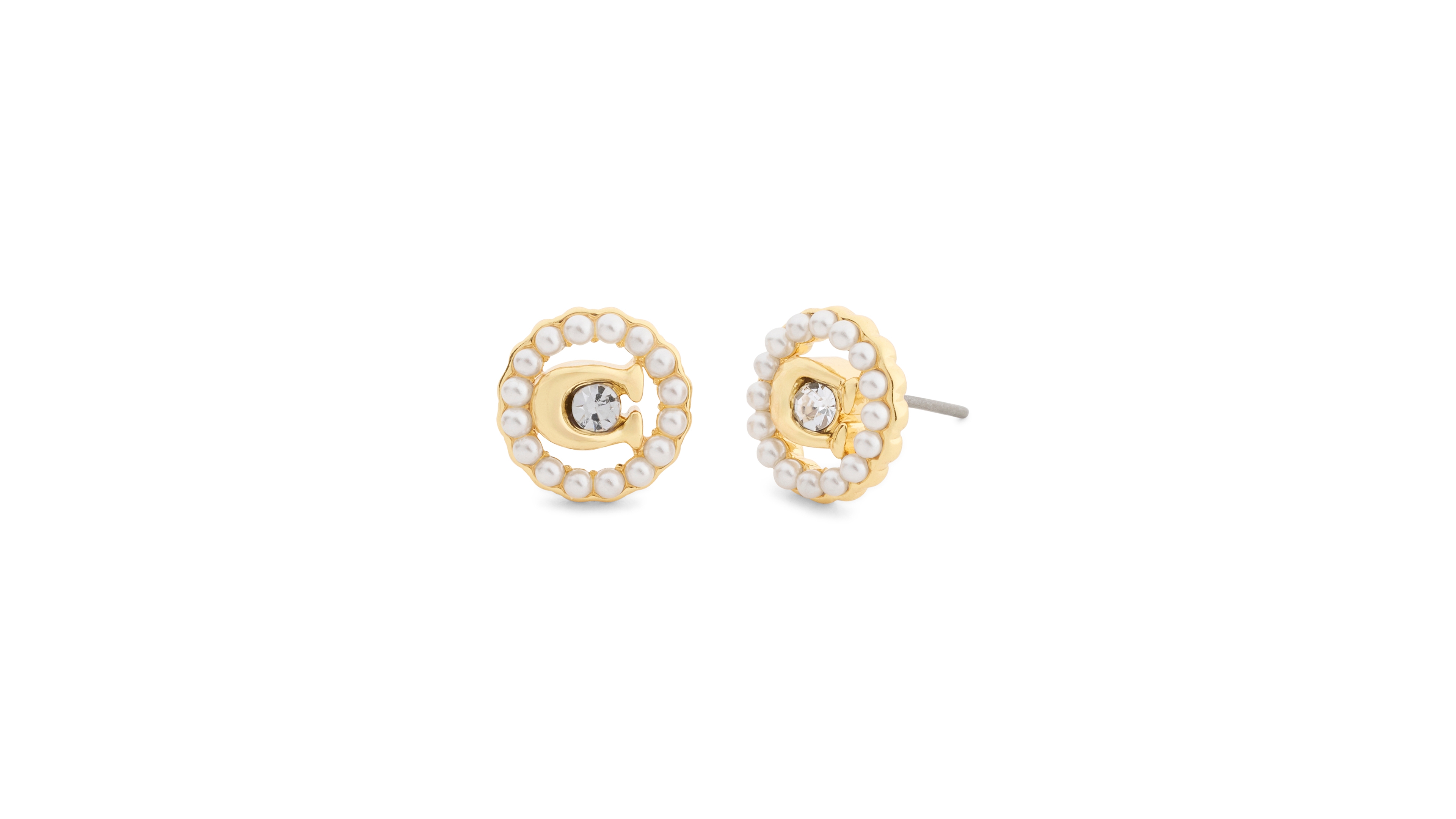 Coach Faux Stone Signature C Mother of Pearl Stud Earrings