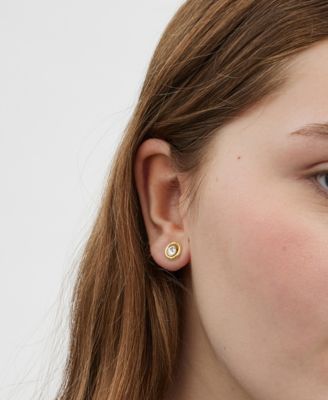 Faux Stone Halo Round Stud Earrings