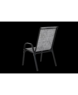 4 Piece Outdoor Grey Patio Camping Chairs Breathable Textilene Fabric High Backrest Armrest Space Saving for Garden Pool Beach