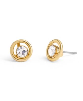 Faux Stone Halo Round Stud Earrings