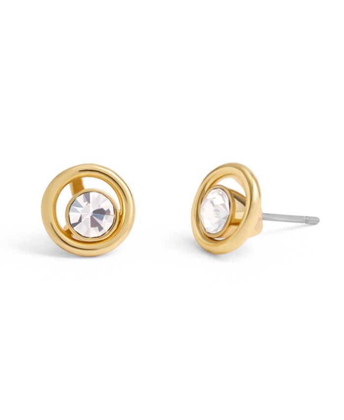 COACH Faux Stone Halo Round Stud Earrings