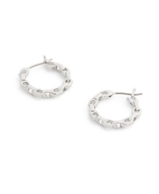 Rhodium Signature C Chain Hoop Earrings