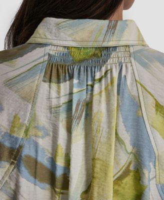 Women's Roll-Tab Sleeves Collar Neck Top