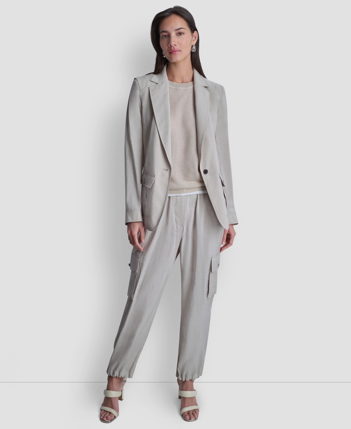 Dkny Women's Peak Lapel Collar Sueded Fuji Blazer