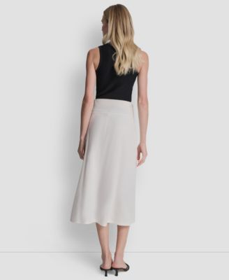 Women's Arid Pique Mini Logo Emblem Slit A-Line Skirt