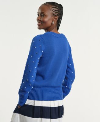 Women's Beaded Crew Neck Sweater