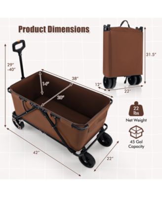 Collapsible Folding Wagon Cart with Adjustable Handlebar