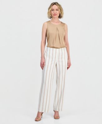 Petite Striped Clean-Waist Pants